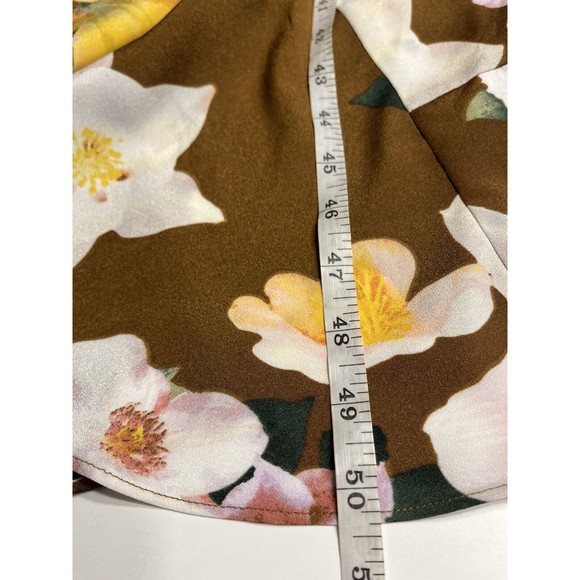 NWT - Calvin Klein Brown Floral Belted Handkerchief Hemline Dress Sz 14 - Picture 9 of 14